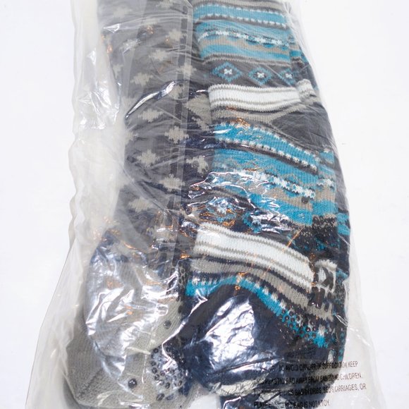 Muk Luks Set of 4 Navy Cozy Lined Socks One Size Fits Most - Picture 2 of 2